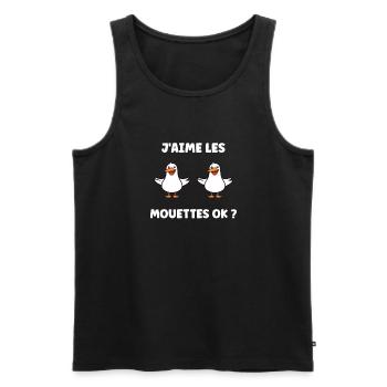 Humour petit mouette - Débardeur bio Premium Homme - noir - Devant - Michal (187cm)