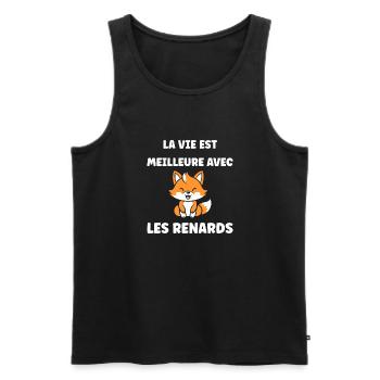 J'aime les renards - Débardeur bio Premium Homme - noir - Devant - Michal (187cm)
