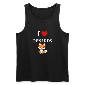 J'aime les renards - Débardeur bio Premium Homme - noir - Devant - Michal (187cm)