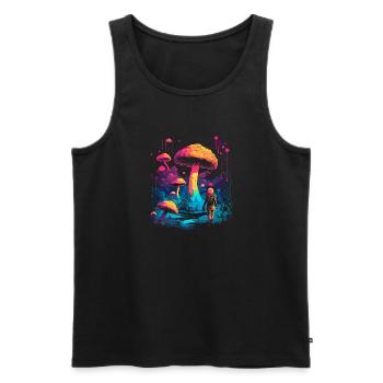 Mushroom | Fantasy Pilze Wald Natur Goa Festival - Männer Premium Bio Tank Top - Schwarz - Vorne - Michal (187cm)