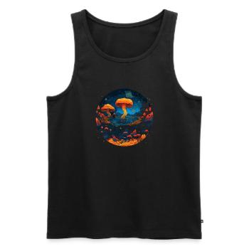 Mushroom | Fantasy Pilze Wald Natur Goa Festival - Männer Premium Bio Tank Top - Schwarz - Vorne - Michal (187cm)