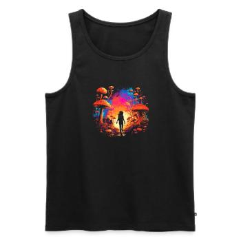 Mushroom | Fantasy Pilze Wald Natur Goa Festival - Männer Premium Bio Tank Top - Schwarz - Vorne - AI Model Male 178 light (178cm)