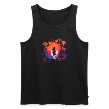 Fantasy Mushroom | Forest | Nature | Goa Festival - Men's Premium Organic Tank Top - black - Front - AI Model Male 178 light (178cm)