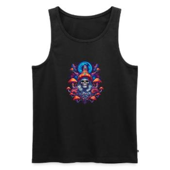 Fantaisie | Champignon | Forêt | Nature | Festival - Débardeur bio Premium Homme - noir - Devant - Michal (187cm)