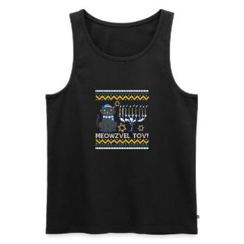 Meowzel Tov Hanoukka Ugly Noël Pull Chat - Débardeur bio Premium Homme - noir - Devant - AI Model Male 178 light (178cm)