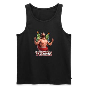 We gonna party like its my birthday Krasser Jesus - Männer Premium Bio Tank Top - Schwarz - Vorne - AI Model Male 178 light (178cm)