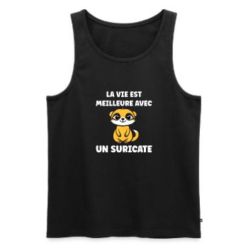 Humour petit suricate - Débardeur bio Premium Homme - noir - Devant - Michal (187cm)