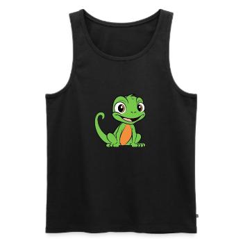 Humour petit lézard - Débardeur bio Premium Homme - noir - Devant - Michal (187cm)