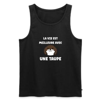 Humour mignonne petite taupe - Débardeur bio Premium Homme - noir - Devant - Michal (187cm)