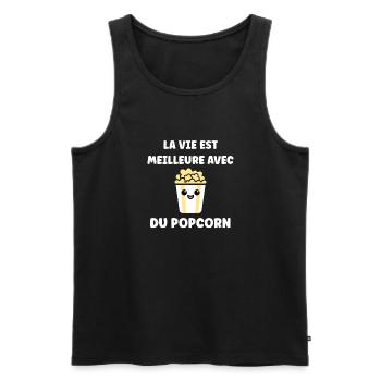 Humour pot de popcorn - Débardeur bio Premium Homme - noir - Devant - Michal (187cm)