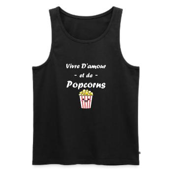 Humour pot de popcorn - Débardeur bio Premium Homme - noir - Devant - Michal (187cm)