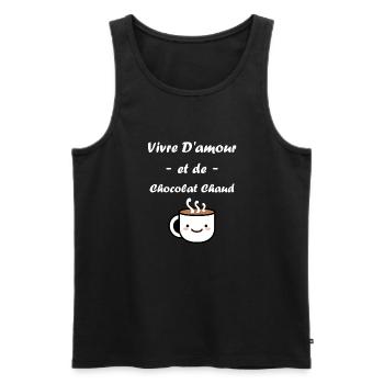 Humour petit chocolat chaud - Débardeur bio Premium Homme - noir - Devant - Michal (187cm)