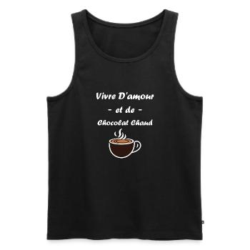 Humour petit chocolat chaud - Débardeur bio Premium Homme - noir - Devant - Michal (187cm)