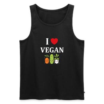 Humour petit légumes vegan - Débardeur bio Premium Homme - noir - Devant - AI Model Male 178 light (178cm)