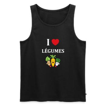 Humour petit légumes vegan - Débardeur bio Premium Homme - noir - Devant - AI Model Male 178 light (178cm)