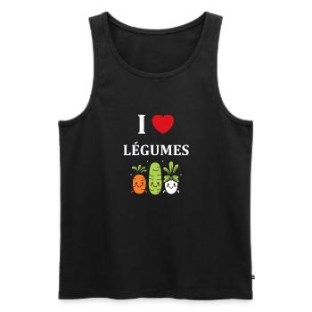 Humour petit légumes vegan - Débardeur bio Premium Homme - noir - Devant - AI Model Male 178 light (178cm)