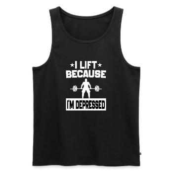 I Lift Because I'm Depressed Funny workout Jokes - Débardeur bio Premium Homme - noir - Devant - AI Model Male 178 light (178cm)