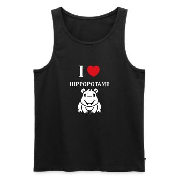amour petit hippopotame - Débardeur bio Premium Homme - noir - Devant - Michal (187cm)