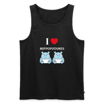 amour petit hippopotame - Débardeur bio Premium Homme - noir - Devant - Michal (187cm)