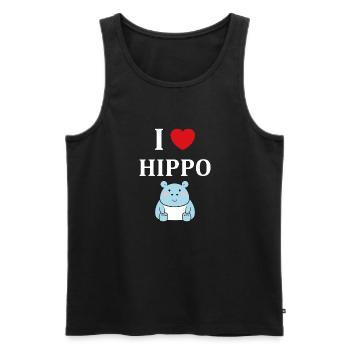 amour petit hippopotame - Débardeur bio Premium Homme - noir - Devant - Michal (187cm)