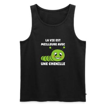 Chenilles insecte Amour petite chenille - Débardeur bio Premium Homme - noir - Devant - AI Model Male 178 light (178cm)