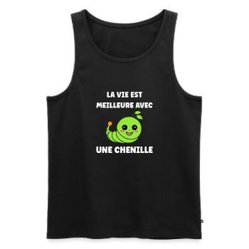 Chenilles insecte Amour petite chenille - Débardeur bio Premium Homme - noir - Devant - AI Model Male 178 light (178cm)