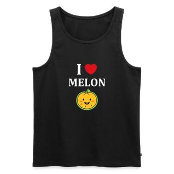 Fruit Humour petit Melon - Débardeur bio Premium Homme - noir - Devant - AI Model Male 178 light (178cm)