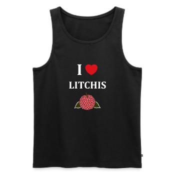 Fruit Humour petit litchi - Débardeur bio Premium Homme - noir - Devant - Michal (187cm)