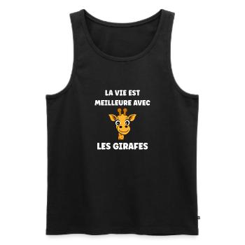 Humour petit bébé girafe - Débardeur bio Premium Homme - noir - Devant - Michal (187cm)
