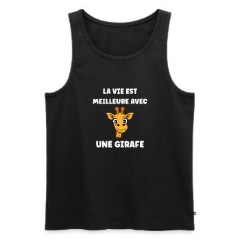 Humour petit bébé girafe - Débardeur bio Premium Homme - noir - Devant - AI Model Male 178 light (178cm)