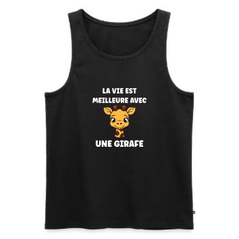 Humour petit bébé girafe - Débardeur bio Premium Homme - noir - Devant - Michal (187cm)