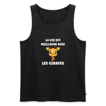 Humour petit bébé girafe - Débardeur bio Premium Homme - noir - Devant - Michal (187cm)