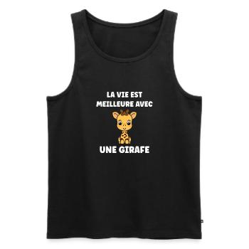 Humour petit bébé girafe - Débardeur bio Premium Homme - noir - Devant - AI Model Male 178 light (178cm)