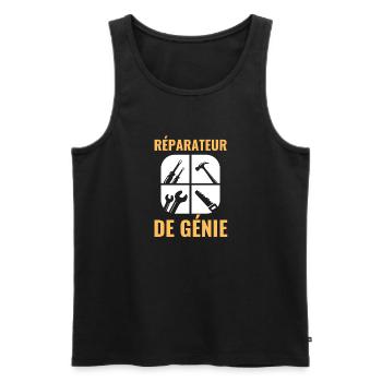 Réparateur de génie 1 - Débardeur bio Premium Homme - noir - Devant - Michal (187cm)