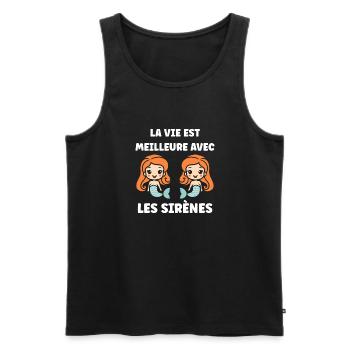 Enfant citation sirène - Débardeur bio Premium Homme - noir - Devant - Michal (187cm)