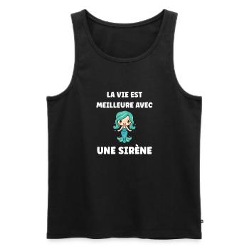 Humour petite sirène - Débardeur bio Premium Homme - noir - Devant - Michal (187cm)