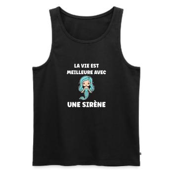 Humour petite sirène - Débardeur bio Premium Homme - noir - Devant - Michal (187cm)