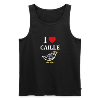 Humour Cailles oiseaux Petite caille - Débardeur bio Premium Homme - noir - Devant - Michal (187cm)