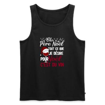 Cher père Noël je désire du vin rouge - Débardeur bio Premium Homme - noir - Devant - Michal (187cm)
