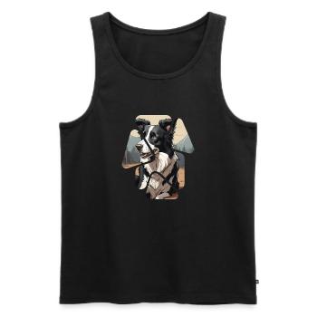 Border Collie Dog - Men's Premium Organic Tank Top - black - Front - Michal (187cm)