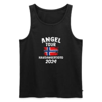 HARDANGERFJORD 2024 Voyage de pêche Norvège - Débardeur bio Premium Homme - noir - Devant - AI Model Male 178 light (178cm)