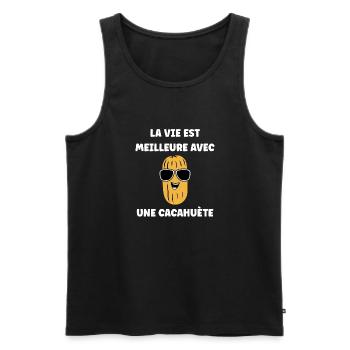 Cacahuètes Humour petite cacahuète - Débardeur bio Premium Homme - noir - Devant - Michal (187cm)