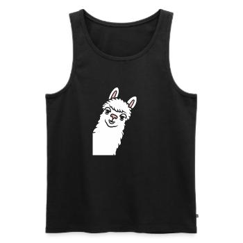 Cute little llama humor - Men's Premium Organic Tank Top - black - Front - AI Model Male 178 light (178cm)