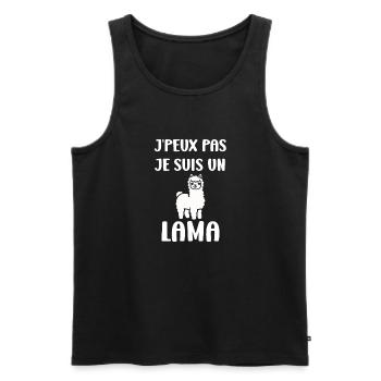 Humour mignon petit lama - Débardeur bio Premium Homme - noir - Devant - Michal (187cm)