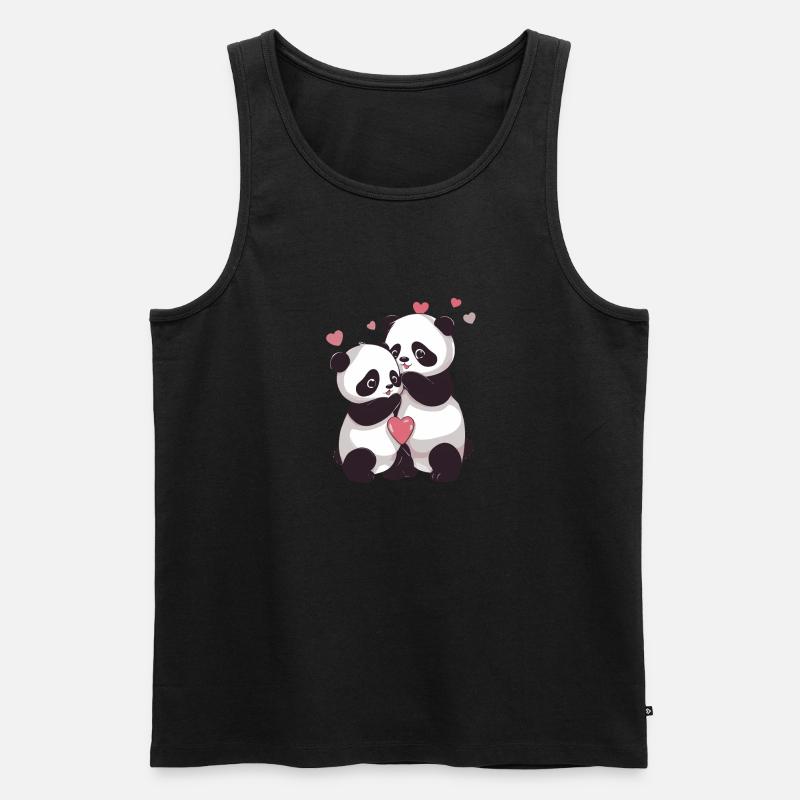 Ich liebe dich, Panda - Männer Premium Bio Tank Top - Schwarz