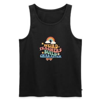 Weird Teachers Build Character Groovy School - Men's Premium Organic Tank Top - black - Front - AI Model Male 178 light (178cm)