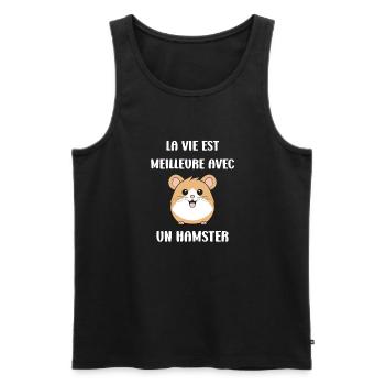 Mignon Humour petit hamster - Débardeur bio Premium Homme - noir - Devant - Michal (187cm)