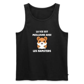 Mignon Humour petit hamster - Débardeur bio Premium Homme - noir - Devant - Michal (187cm)