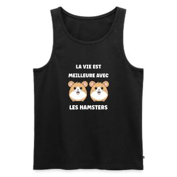 Mignon Humour petit hamster - Débardeur bio Premium Homme - noir - Devant - Michal (187cm)