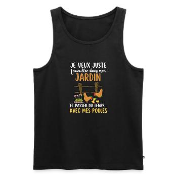 Cadeau humour jardin poules poulailler jardinage 1 - Débardeur bio Premium Homme - noir - Devant - Michal (187cm)